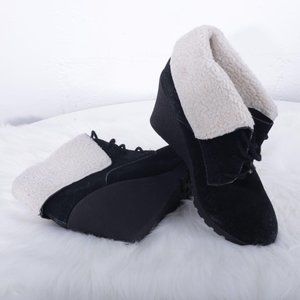 MIA Suede Leather "Dacey" Wedge Booties